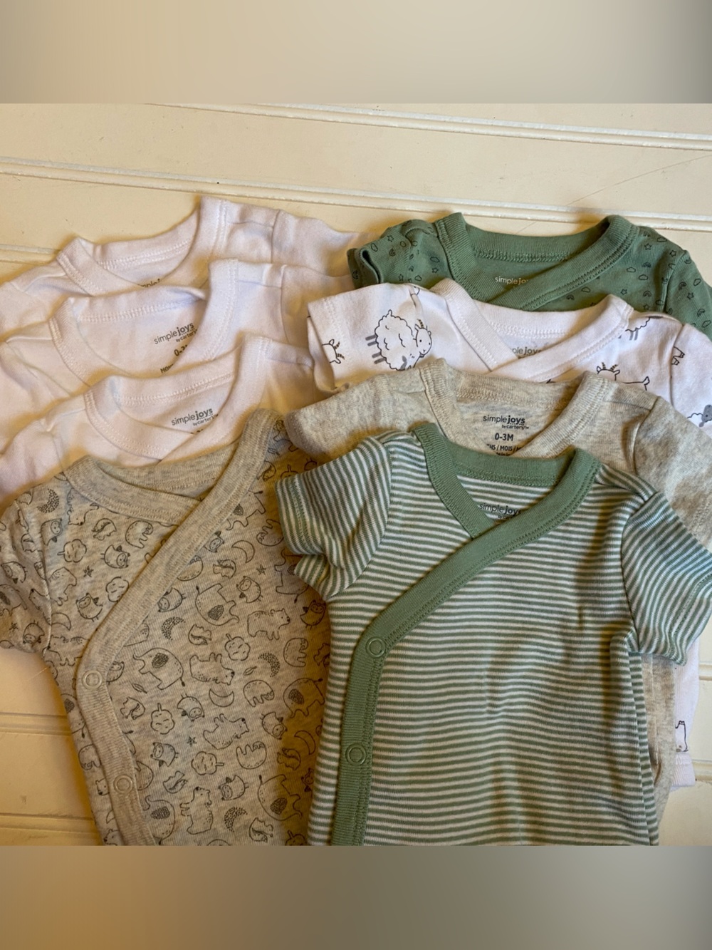 7 Bodysuits from Simple Joys By Carter's- Green and Grey Baby One-Piece Bodysuit